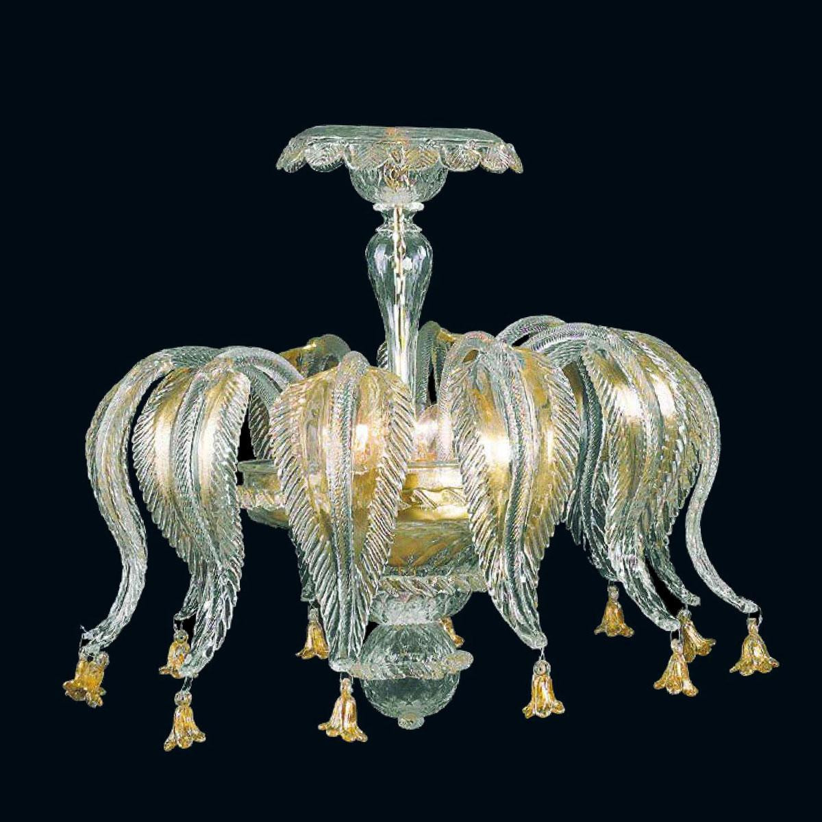 "Isela" Murano glas deckenleuchte - 3 flammig - transparent und gold