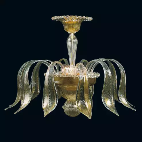 "Jeannetta" plafonnier en verre de Murano - 3 lumières - transparent et or