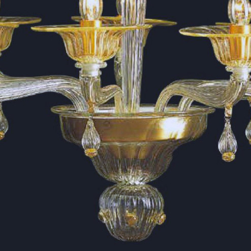 "Noreen" Murano glass chandelier - 9 lights - transparent and gold