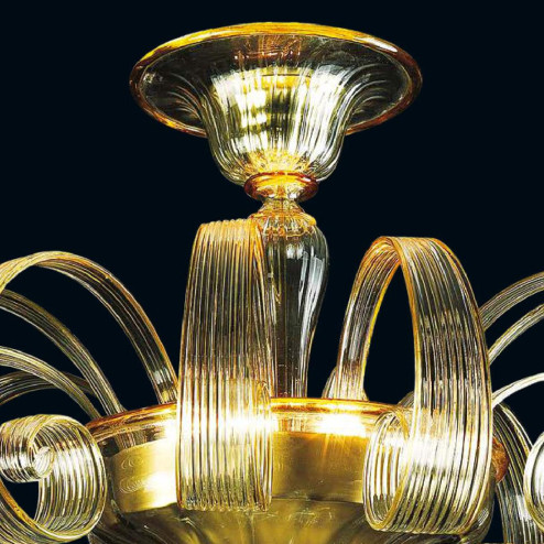 "Ardith" plafonnier en verre de Murano - 3 lumières - transparent et ambre