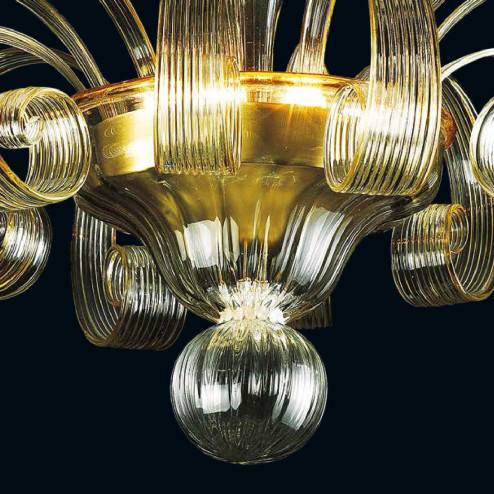 "Ardith" Murano glass ceiling light - 3 lights - transparent and amber
