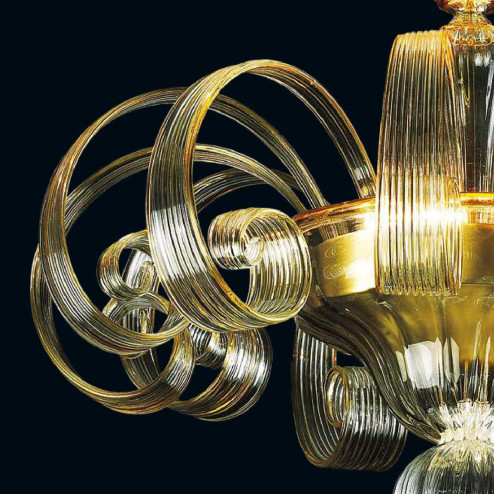 "Ardith" plafonnier en verre de Murano - 3 lumières - transparent et ambre
