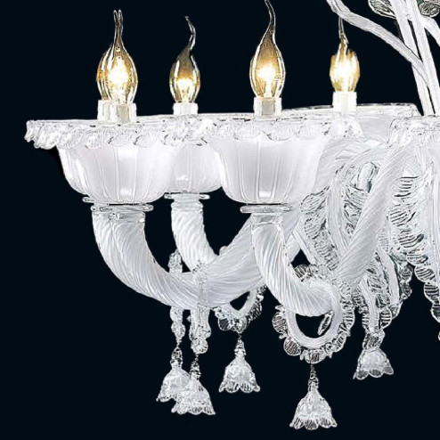 "Zenia" Murano glass chandelier - 12+6 lights - white
