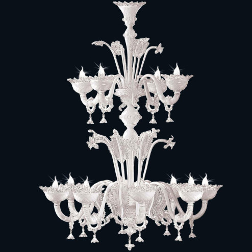 "Johan" lampara de araña de Murano - 8+4 luces - blanco