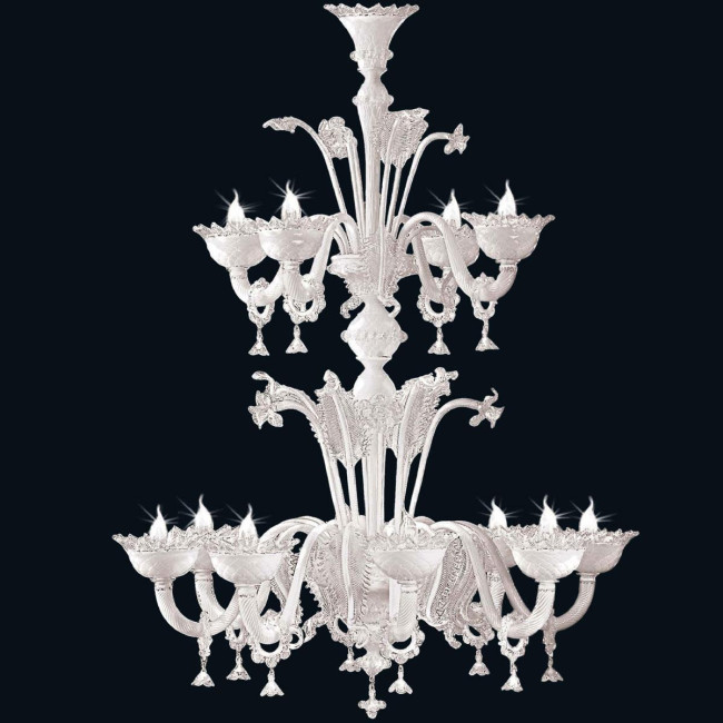 "Johan" Murano glass chandelier - 8+4 lights - white