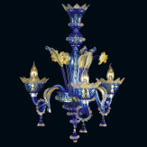 "Johan" Murano glas Kronleuchter - 3 flammig - blau und gold