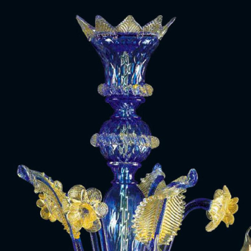 "Johan" lampara de araña de Murano - 3 luces - azul y oro