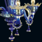 "Johan" Murano glas Kronleuchter - 3 flammig - blau und gold