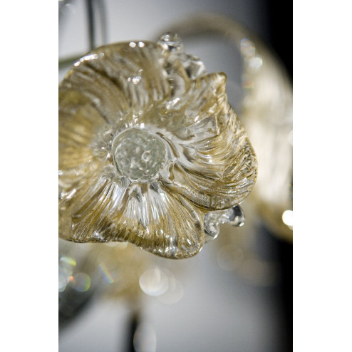 Flora 6 lights Murano chandelier - transparent gold color