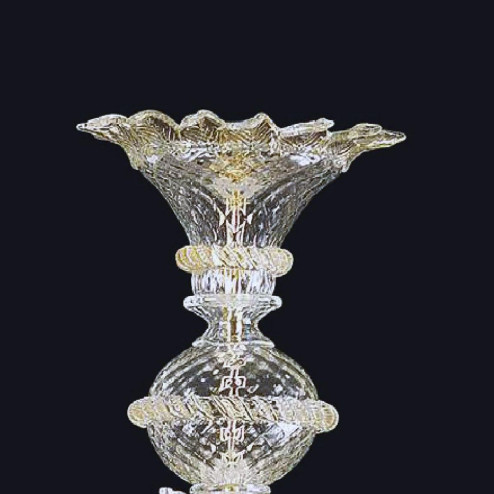 "Zoraida" Murano glass chandelier - 6 lights - transparent and gold