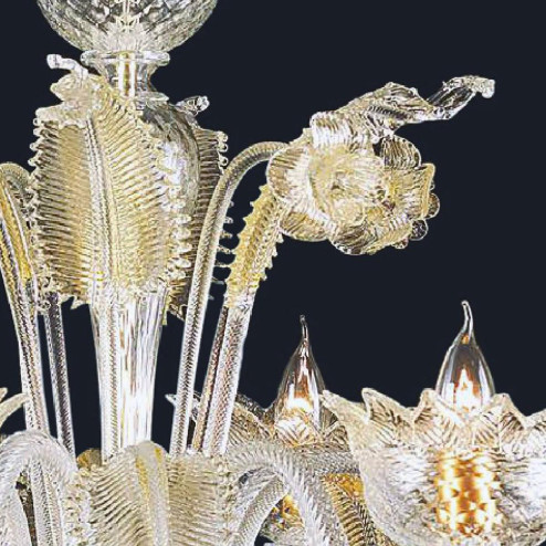 "Zoraida" lustre en cristal de Murano - 6 lumières - transparent et or