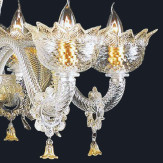 "Zoraida" lampara de araña de Murano - 6 luces - transparente y oro