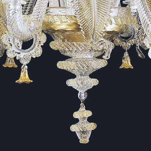 "Zoraida" lustre en cristal de Murano - 6 lumières - transparent et or