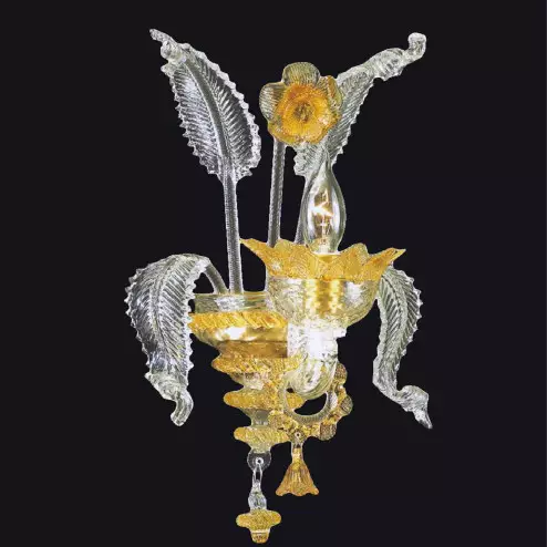 "Zoraida" applique en verre de Murano - 1 lumière - transparent et ambre