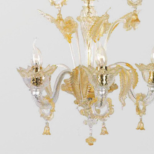 "Zoraida" Murano glas wandleuchte - 3+2 flammig - transparent und gold