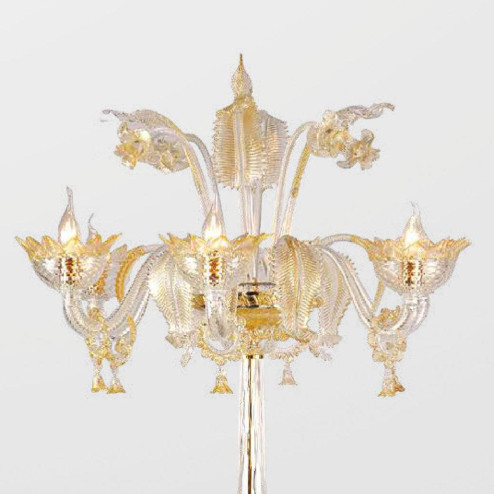 "Zoraida" luminaire en verre de Murano - 6 lumières - transparent et or