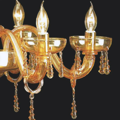 "Ramon" Murano glass chandelier - 8 lights - amber