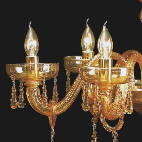 "Ramon" Murano glass chandelier - 8 lights - amber