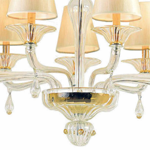 "Vernice" Murano glass chandelier - 9 lights - transparent and gold