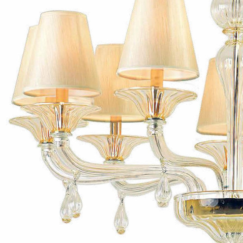 "Vernice" Murano glass chandelier - 9 lights - transparent and gold