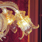 "Ellesse" lampara de araña de Murano - 6 luces - transparente y ámbar