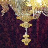 "Ellesse" Murano glas Kronleuchter - 6 flammig - transparent und bernstein