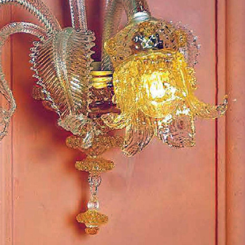 "Ellesse" applique en verre de Murano - 2 lumière - transparent et ambre