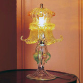 "Ellesse" lampara de mesita de noche de Murano - 1 luce - transparente, ámbar y oro