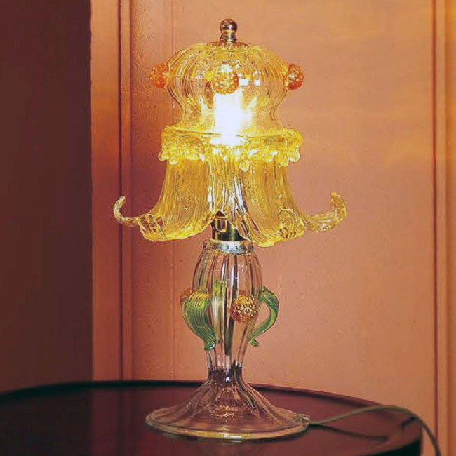 "Ellesse" Murano glass bedside lamp - 1 light - transparent, amber and gold
