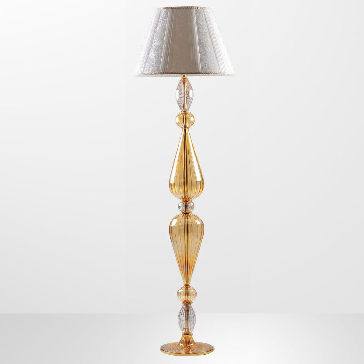 "Ethel" Murano glass floor lamp - 1 light - amber and gold