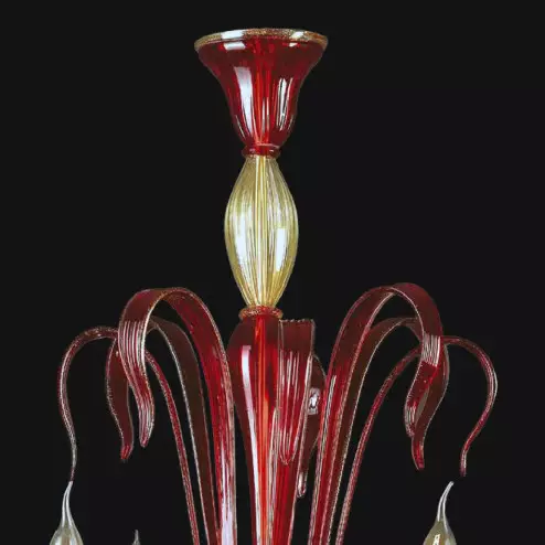 "Debbie" lustre en cristal de Murano - 8 lumière - rouge et or