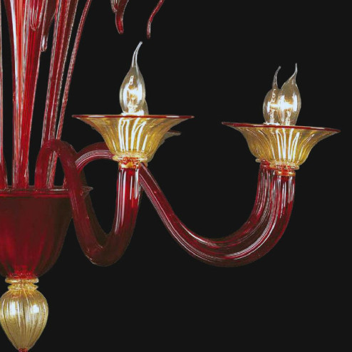 "Debbie" Murano glass chandelier - 8 lights - red and gold