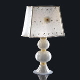 "Aish" Murano glass table lamp - 1 light - white and gold
