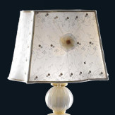 "Aish" lampara de sobremesa de Murano - 1 luce - blanco y oro