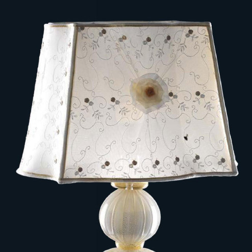 "Aish" lampe de table en verre de Murano - 1 lumière - blanc et or