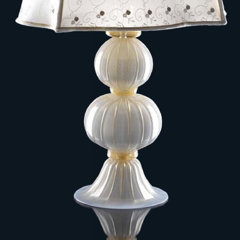 "Aish" Murano glass table lamp - 1 light - white and gold
