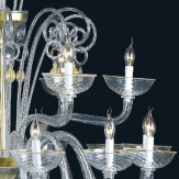 "Cassia" Murano glas Kronleuchter - 12+6 flammig - transparent und gold