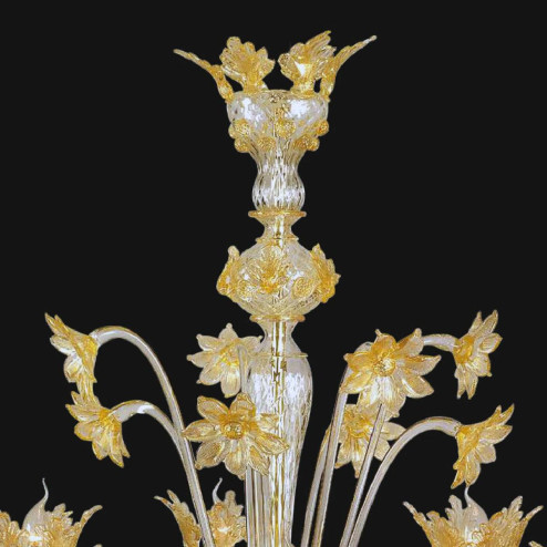 "Madeline" Murano glas Kronleuchter - 8 flammig - transparent und gold
