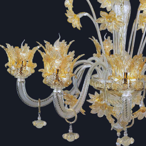 "Madeline" lampara de araña de Murano - 8 luces - transparente y oro