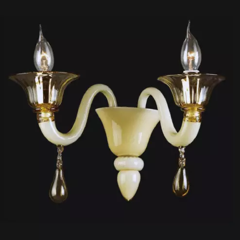 "Jaye" applique en verre de Murano - 2 lumières - blanc