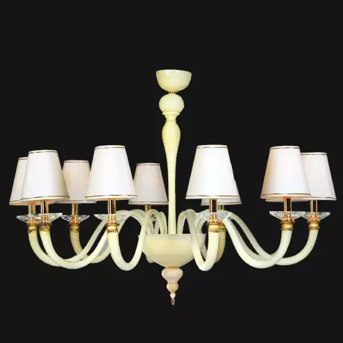 "Leanna" lampara de araña de Murano con pantallas - 10 luces - blanco
