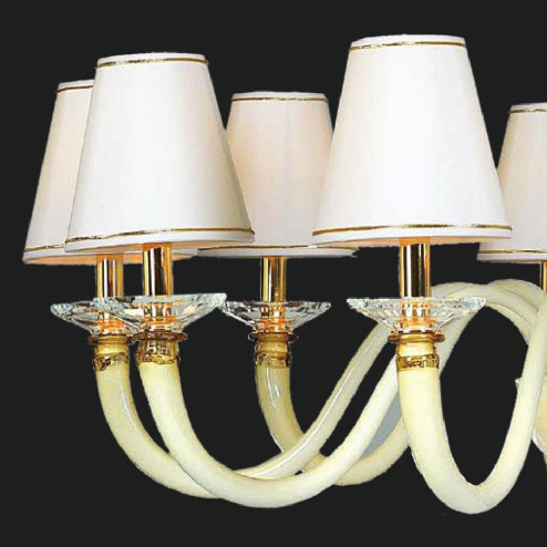 "Leanna" Murano glass chandelier with lampshades - 10 lights - white