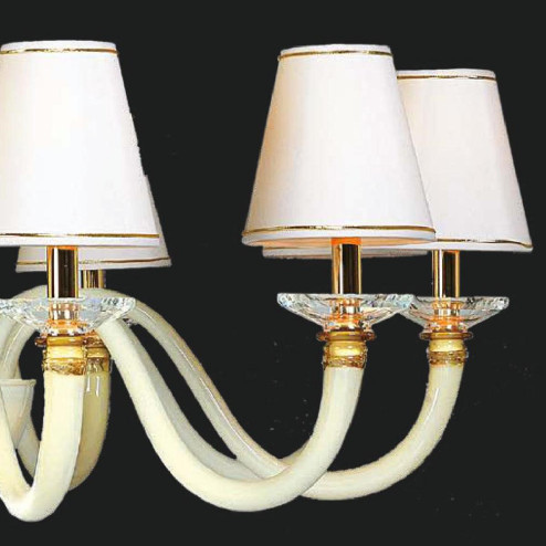 "Leanna" lampara de araña de Murano con pantallas - 10 luces - blanco