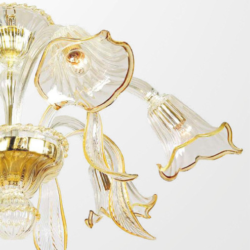 "Annika" lustre en cristal de Murano - 6 lumières - transparent et ambre