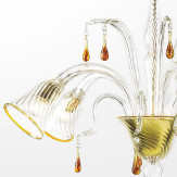 "Crista" lampara de araña de Murano - 5 luces - transparente y ámbar