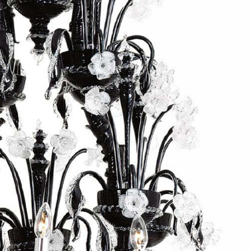 "Liliana" lustre en cristal de Murano - 8+8 lumière - noir