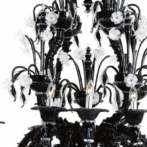 "Liliana" Murano glas Kronleuchter - 8+8 flammig - schwarz