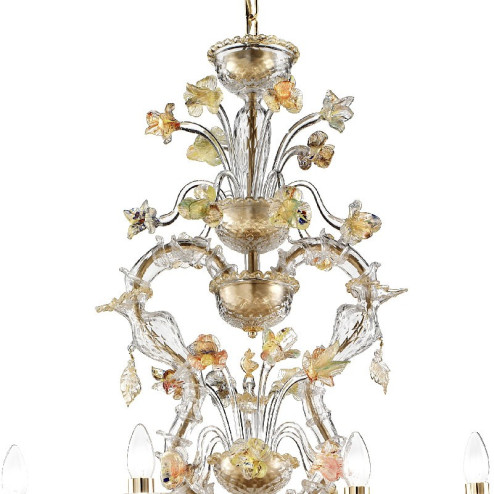 Fondaco 10 lights Murano chandelier - transparent gold polychrome