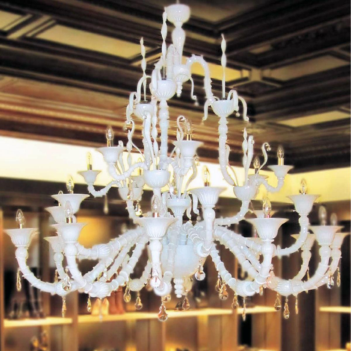"Columbus" Murano glass chandelier - 12+6+6 lights - white