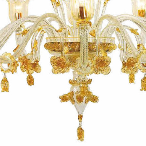 "Stevie" lampara de araña de Murano - 12+8+4 luces - transparente y oro